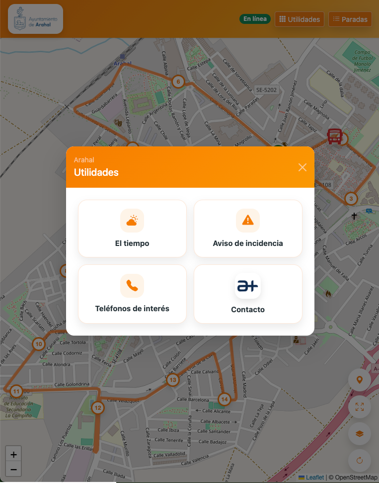Detalle de información de línea en Paradas BUS